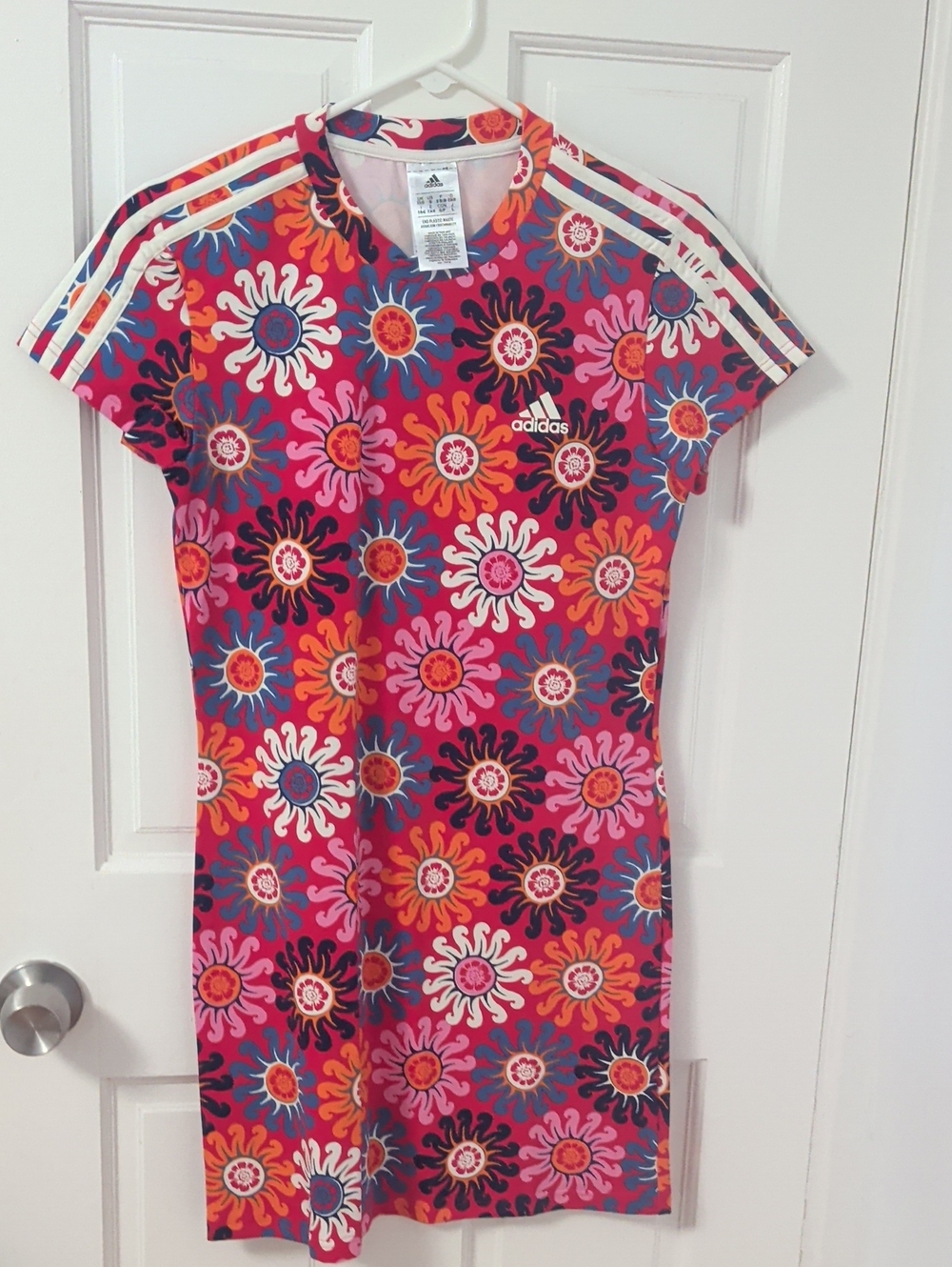 adidas Women's Bright Pink Multi-Color Floral Athletic Dress